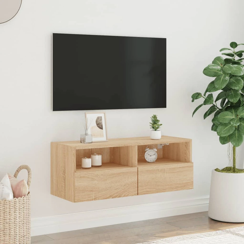 TV staliukas Sieninė TV spintelė, ąžuolo, 80x30x30cm, apdirbta mediena