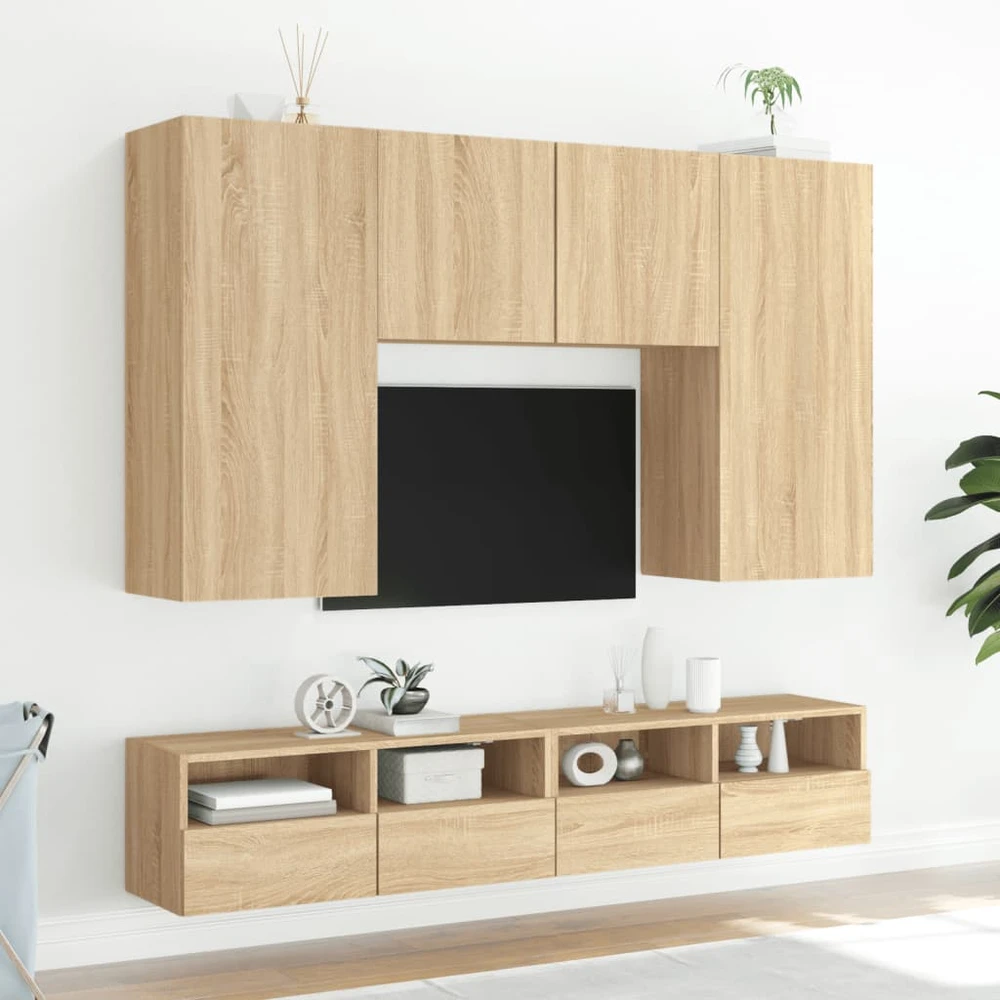 TV staliukas Sieninė TV spintelė, ąžuolo, 80x30x30cm, apdirbta mediena