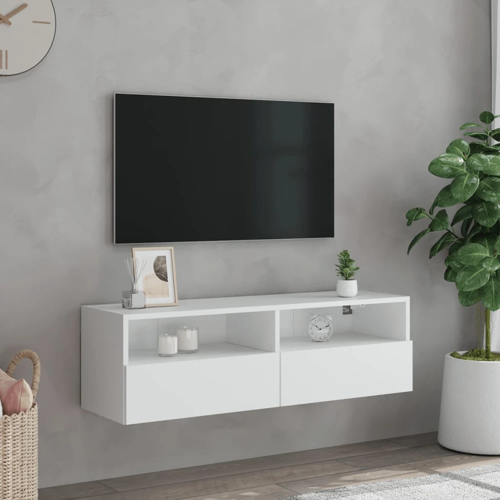 TV staliukas Sieninė TV spintelė, balta, 100x30x30cm, apdirbta mediena