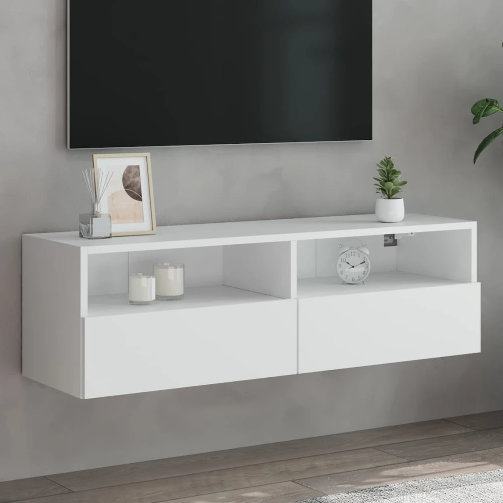 TV staliukas Sieninė TV spintelė, balta, 100x30x30cm, apdirbta mediena