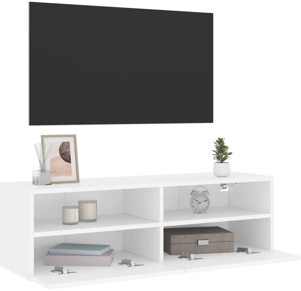 TV staliukas Sieninė TV spintelė, balta, 100x30x30cm, apdirbta mediena