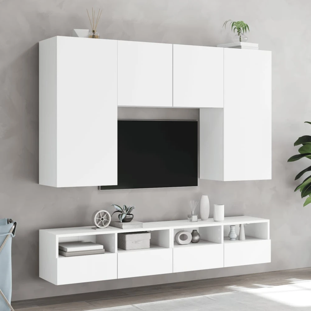 TV staliukas Sieninė TV spintelė, balta, 100x30x30cm, apdirbta mediena