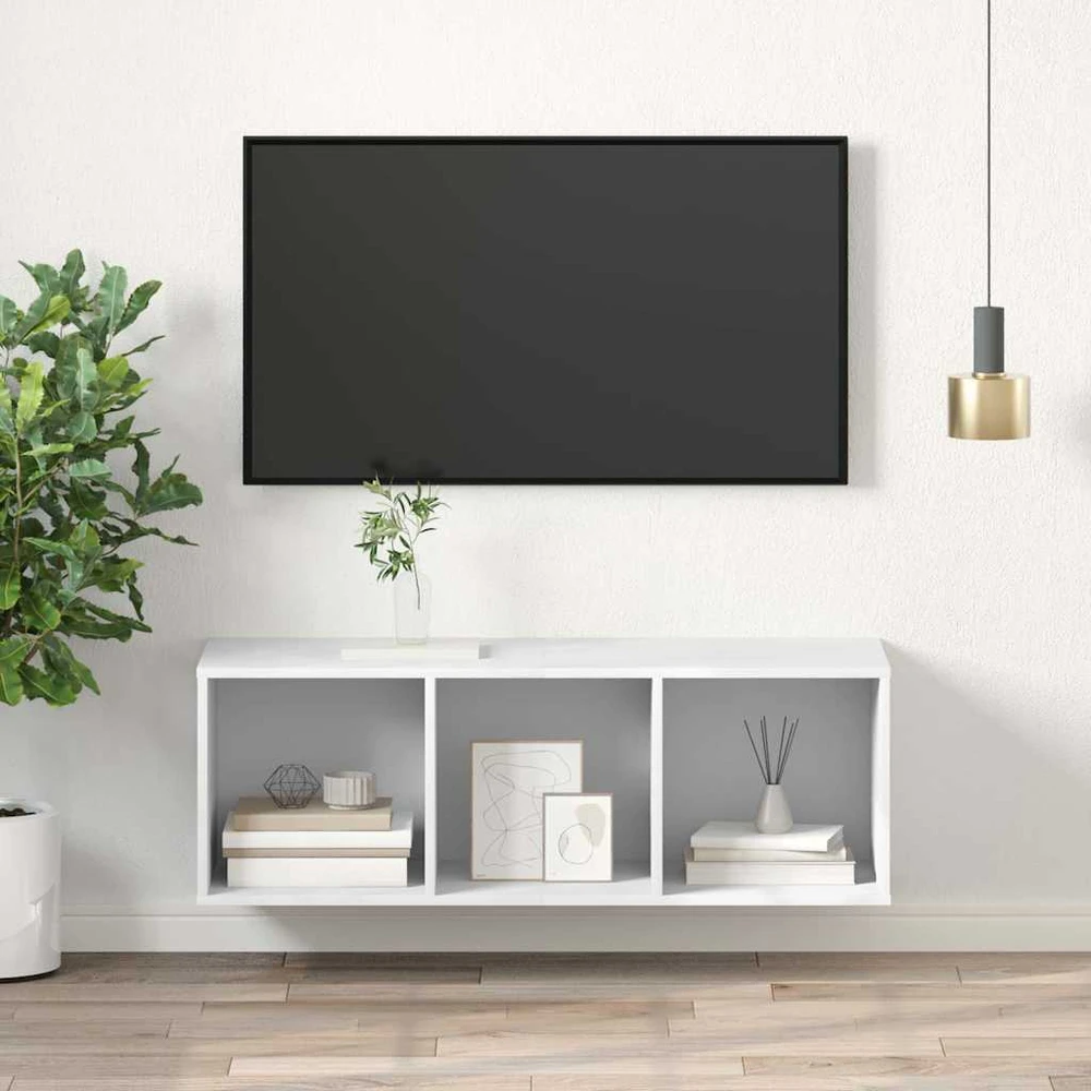 TV staliukas Sieninė TV spintelė, balta, 37x37x107cm, apdirbta mediena