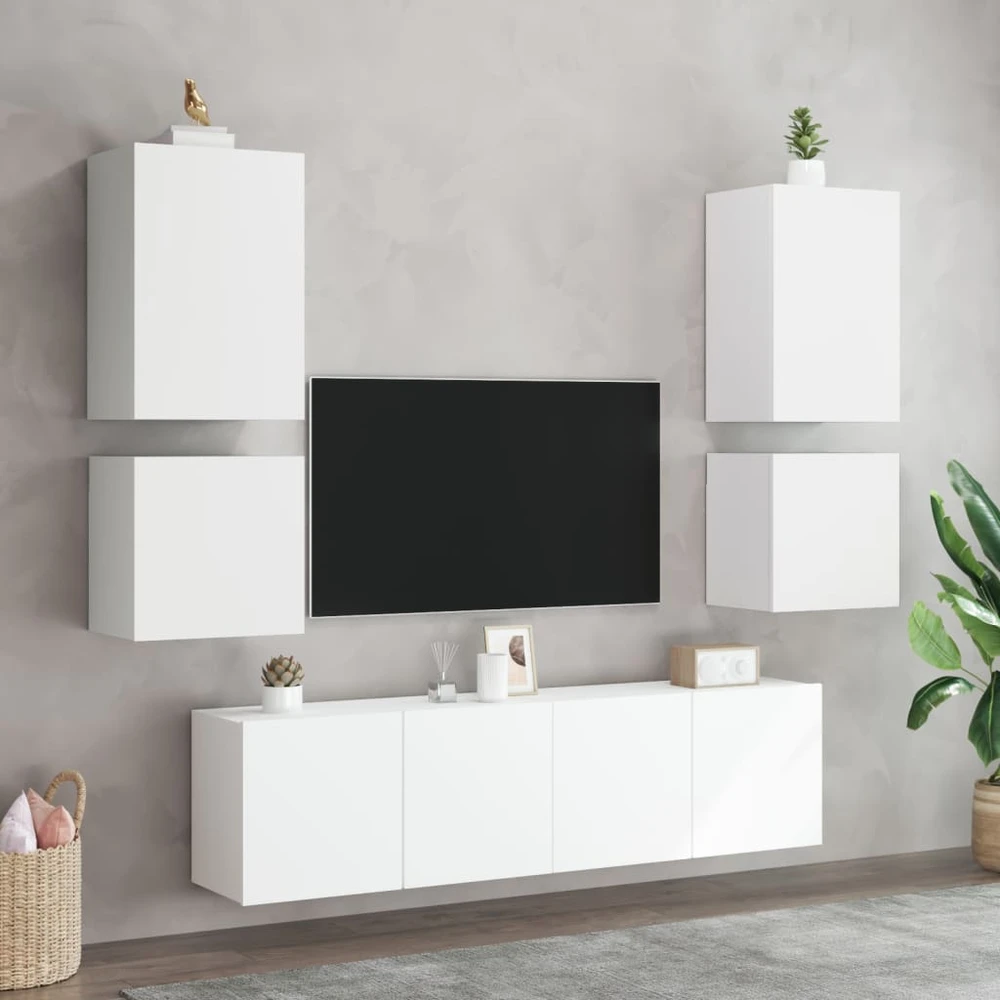 TV staliukas Sieninė TV spintelė, balta, 40,5x30x40cm, apdirbta mediena