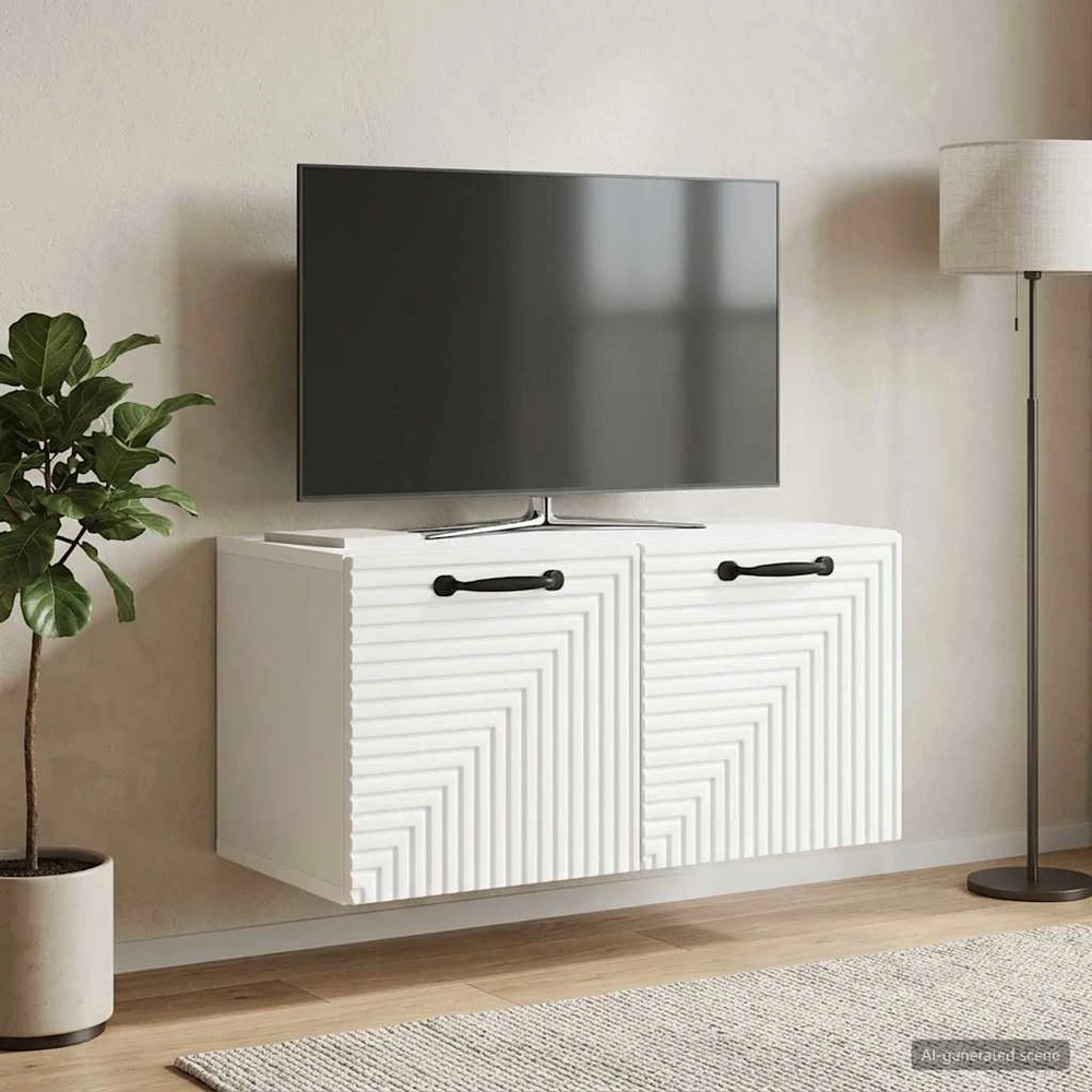 TV staliukas Sieninė TV spintelė Balta 59,5 x 31 x 30 cm Apdirbta mediena