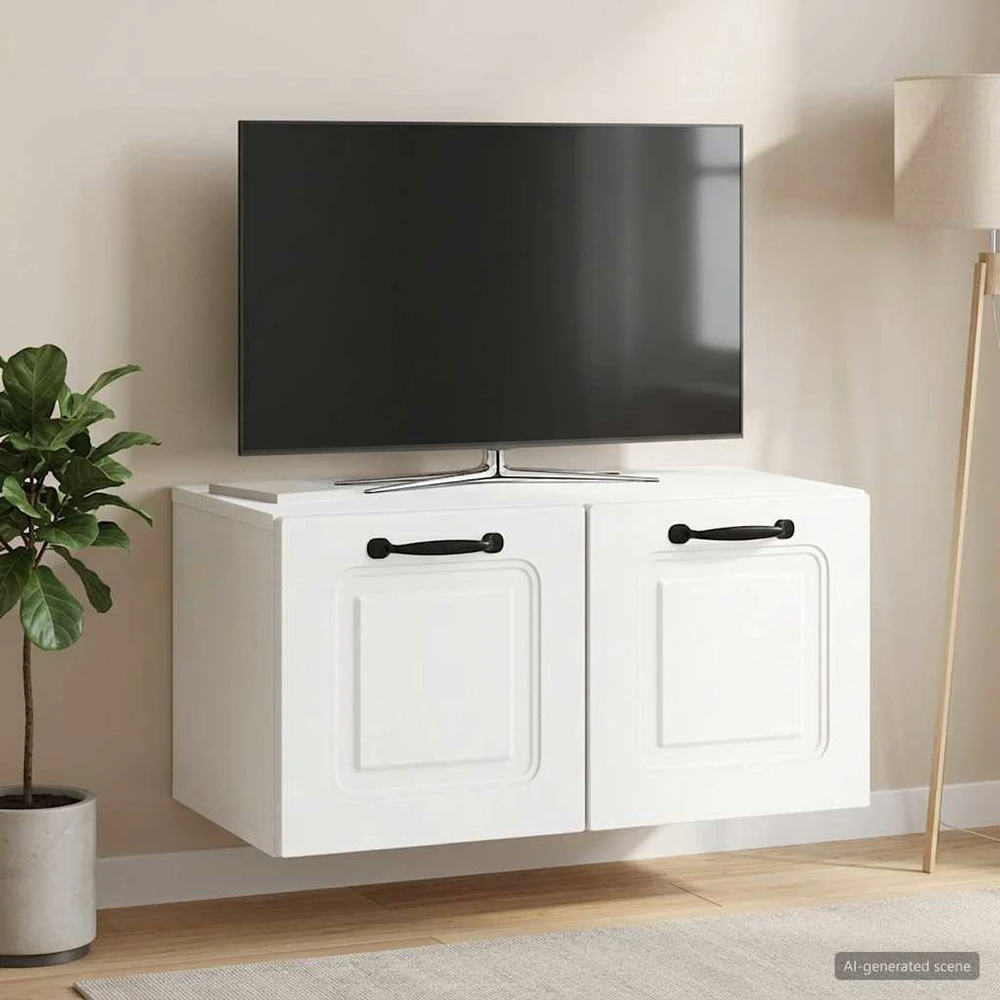 TV staliukas Sieninė TV spintelė Balta 59,5 x 31 x 30 cm Apdirbta mediena