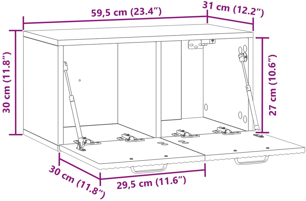 TV staliukas Sieninė TV spintelė Balta 59,5 x 31 x 30 cm Apdirbta mediena