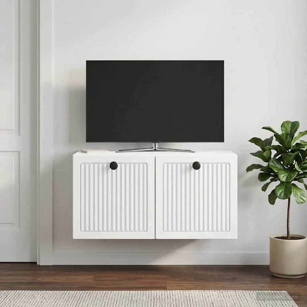 TV staliukas Sieninė TV spintelė Balta 59,5 x 31 x 30 cm Apdirbta mediena