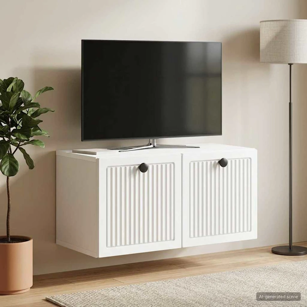 TV staliukas Sieninė TV spintelė Balta 59,5 x 31 x 30 cm Apdirbta mediena