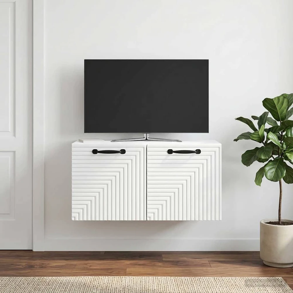 TV staliukas Sieninė TV spintelė Balta 59,5 x 31 x 30 cm Apdirbta mediena
