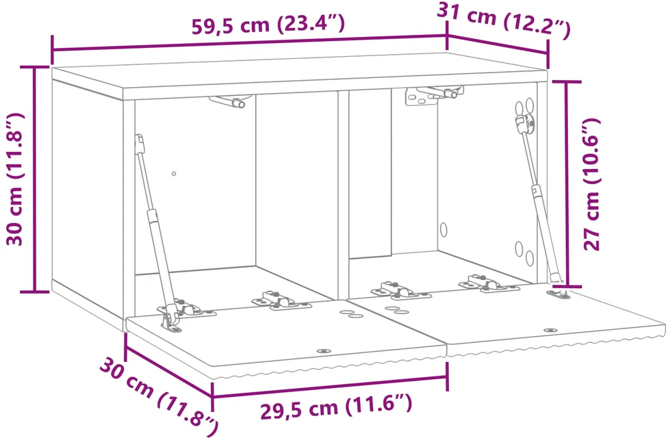 TV staliukas Sieninė TV spintelė Balta 59,5 x 31 x 30 cm Apdirbta mediena
