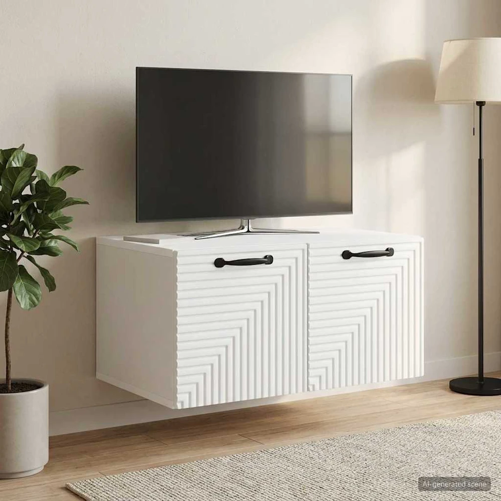 TV staliukas Sieninė TV spintelė Balta 59,5 x 41 x 30 cm Apdirbta mediena