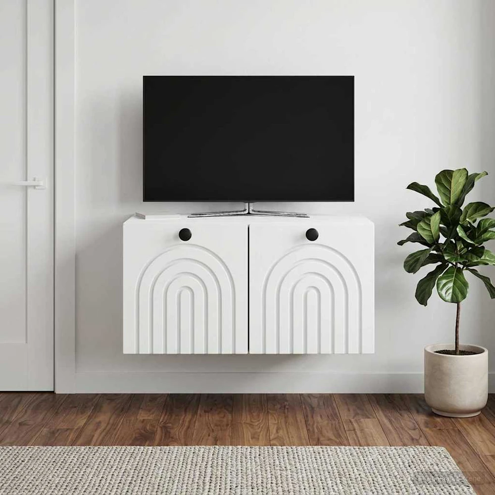 TV staliukas Sieninė TV spintelė Balta 59,5 x 41 x 30 cm Apdirbta mediena