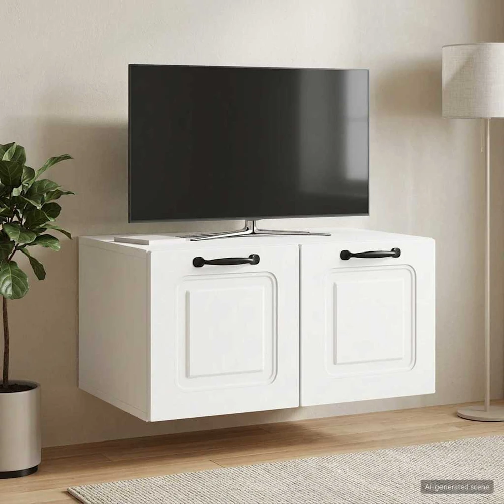 TV staliukas Sieninė TV spintelė Balta 59,5 x 41 x 30 cm Apdirbta mediena