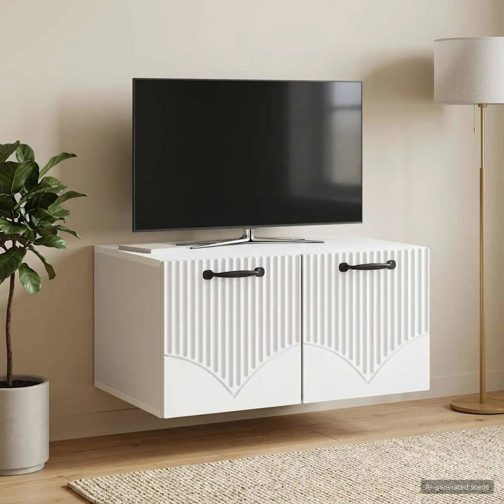 TV staliukas Sieninė TV spintelė Balta 59,5 x 41 x 30 cm Apdirbta mediena