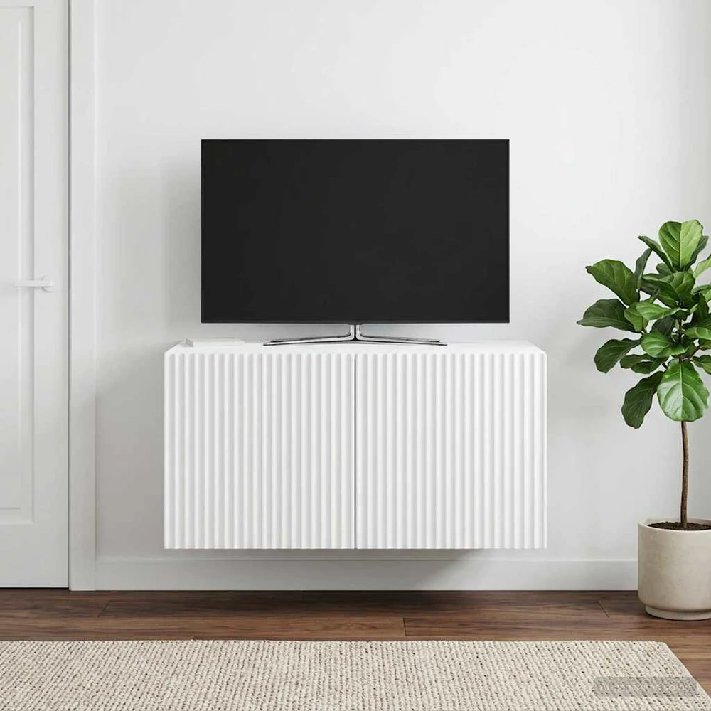 TV staliukas Sieninė TV spintelė Balta 59,5 x 41 x 30 cm Apdirbta mediena