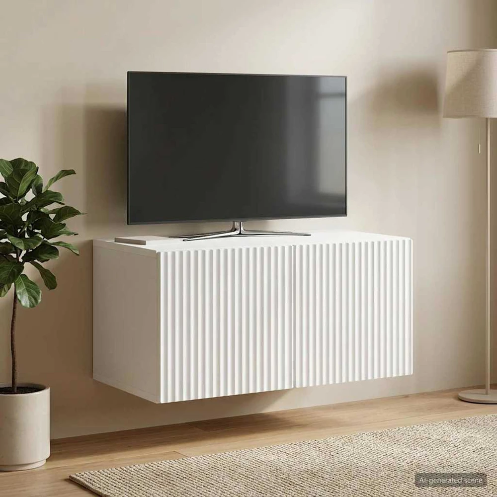 TV staliukas Sieninė TV spintelė Balta 59,5 x 41 x 30 cm Apdirbta mediena