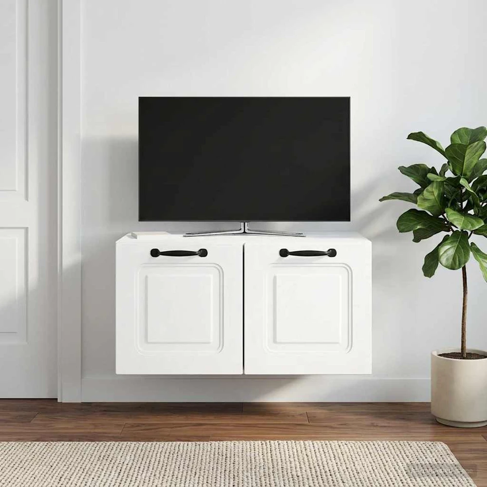 TV staliukas Sieninė TV spintelė Balta 59,5 x 41 x 30 cm Apdirbta mediena