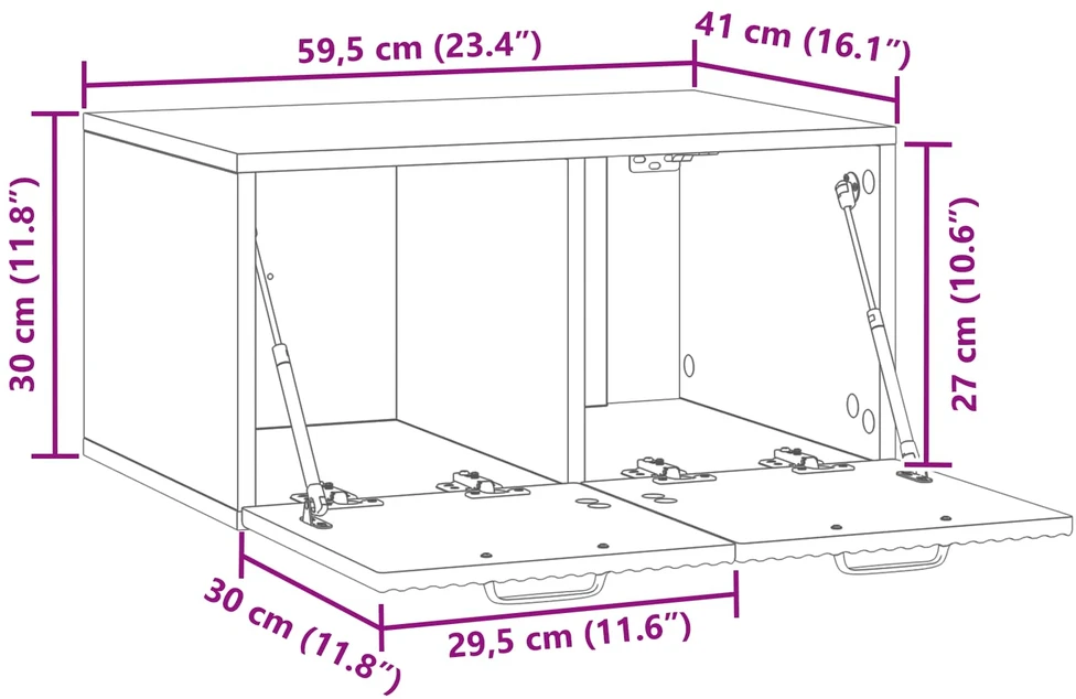 TV staliukas Sieninė TV spintelė Balta 59,5 x 41 x 30 cm Apdirbta mediena