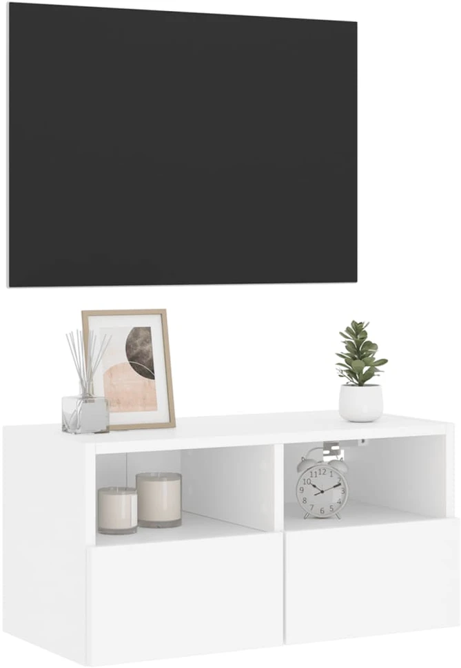 TV staliukas Sieninė TV spintelė, balta, 60x30x30cm, apdirbta mediena
