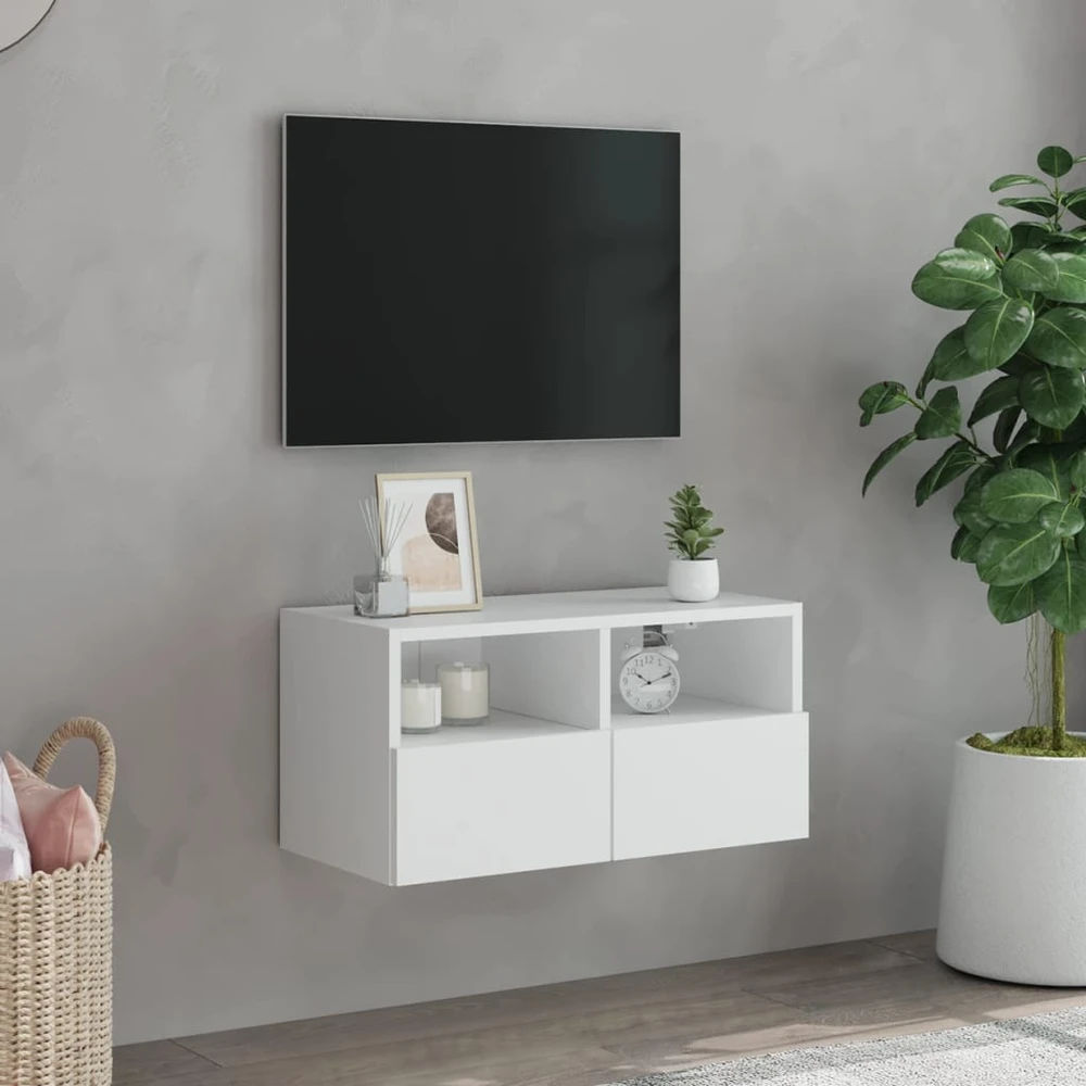 TV staliukas Sieninė TV spintelė, balta, 60x30x30cm, apdirbta mediena