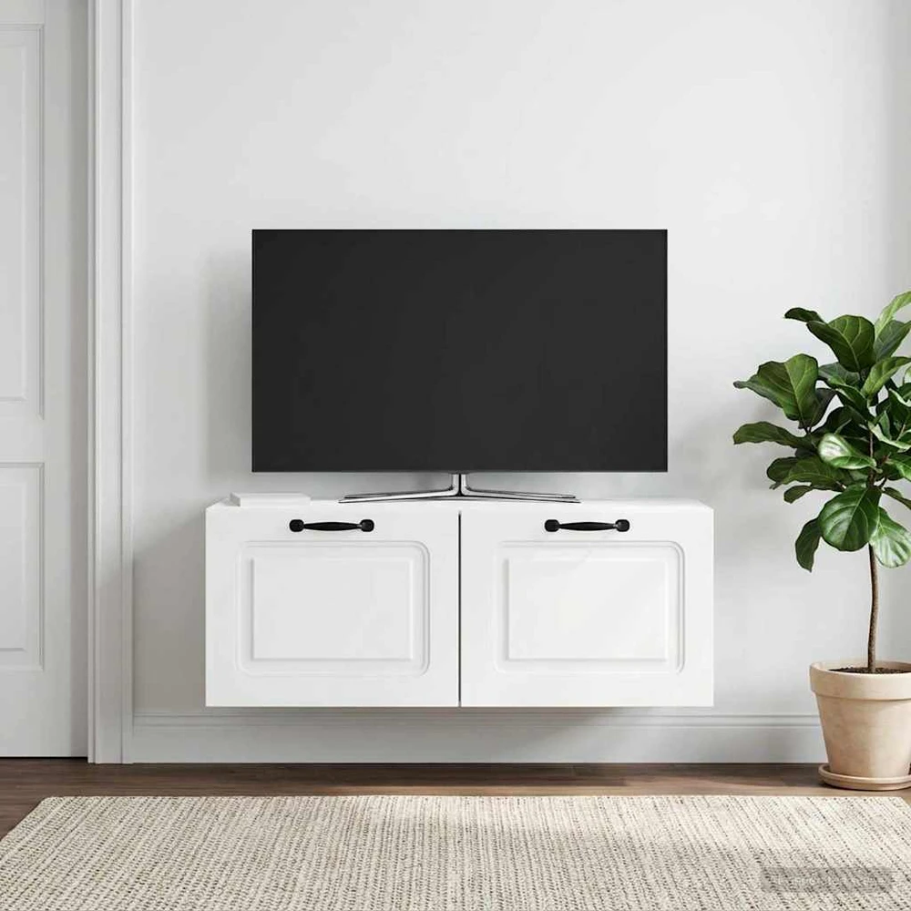 TV staliukas Sieninė TV spintelė Balta 78,5 x 31 x 30 cm Apdirbta mediena