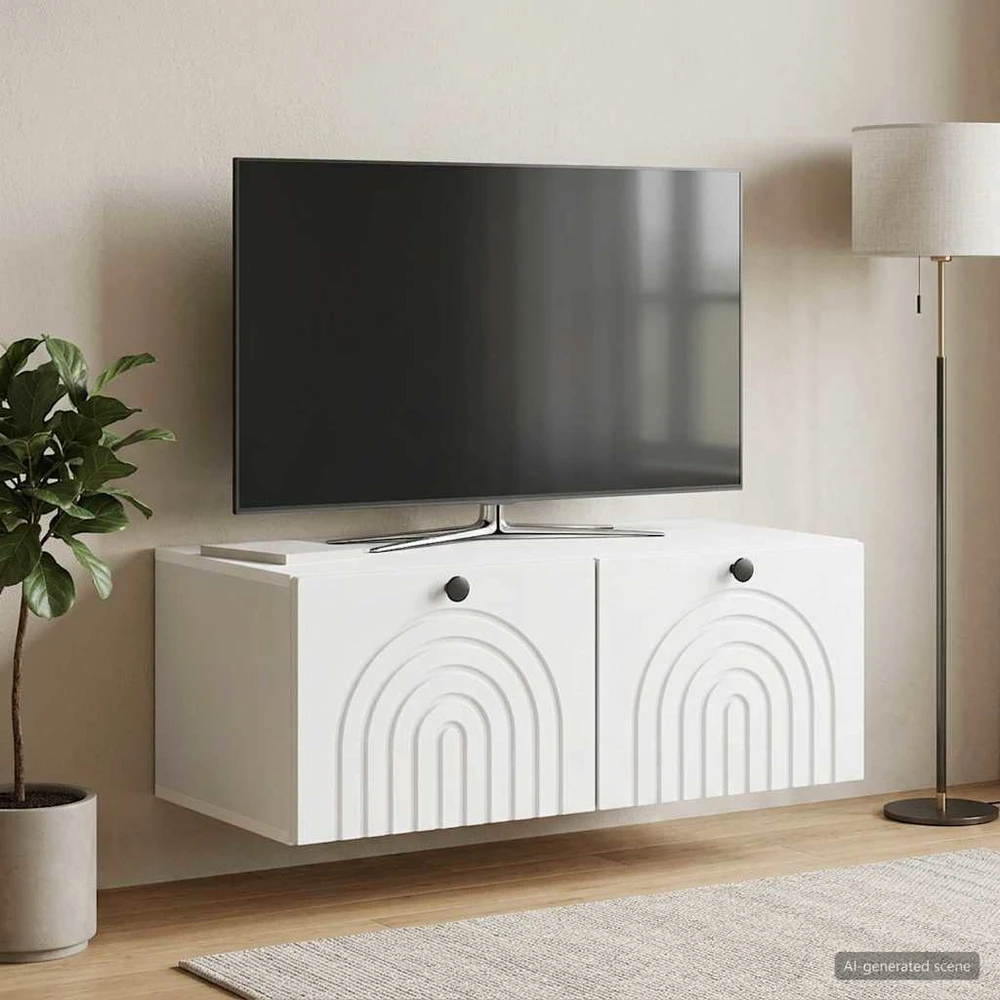 TV staliukas Sieninė TV spintelė Balta 78,5 x 41 x 30 cm Apdirbta mediena