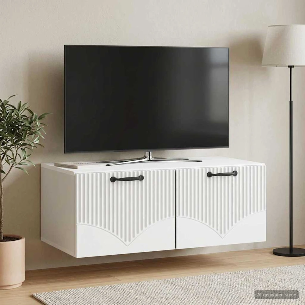 TV staliukas Sieninė TV spintelė Balta 78,5 x 41 x 30 cm Apdirbta mediena