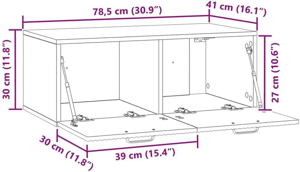 TV staliukas Sieninė TV spintelė Balta 78,5 x 41 x 30 cm Apdirbta mediena