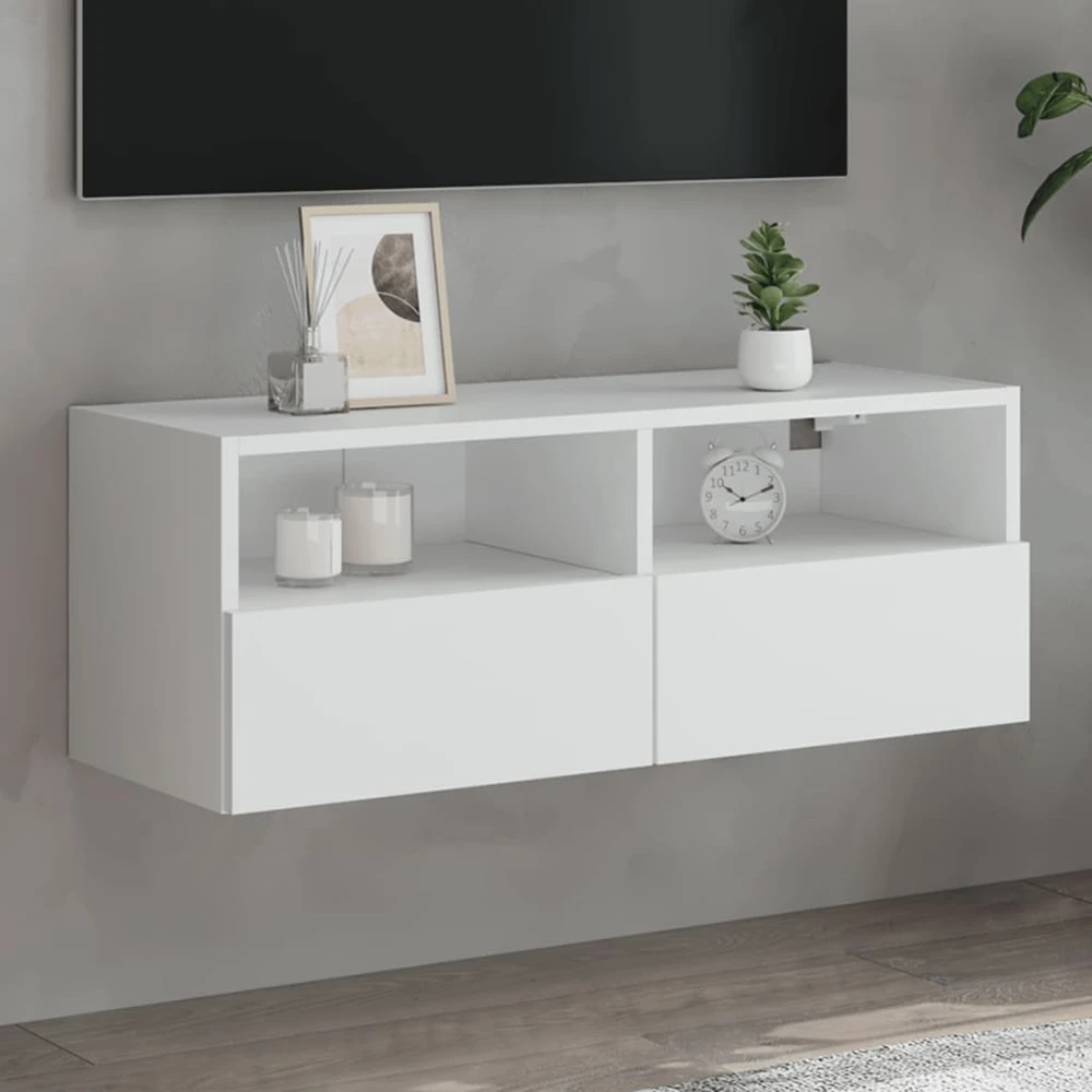 TV staliukas Sieninė TV spintelė, balta, 80x30x30cm, apdirbta mediena