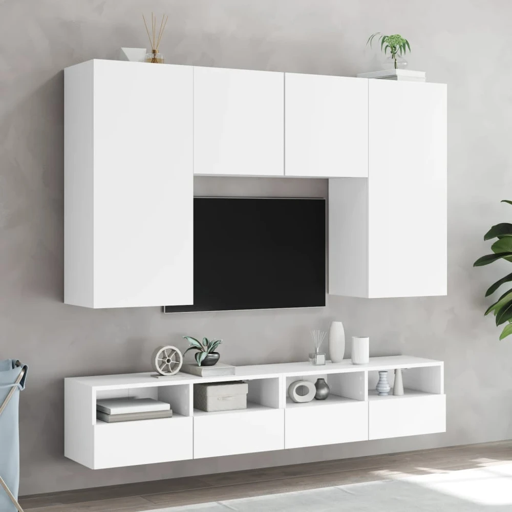 TV staliukas Sieninė TV spintelė, balta, 80x30x30cm, apdirbta mediena