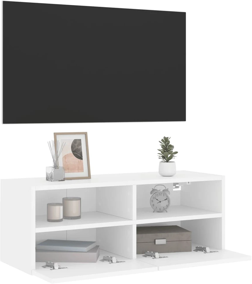 TV staliukas Sieninė TV spintelė, balta, 80x30x30cm, apdirbta mediena