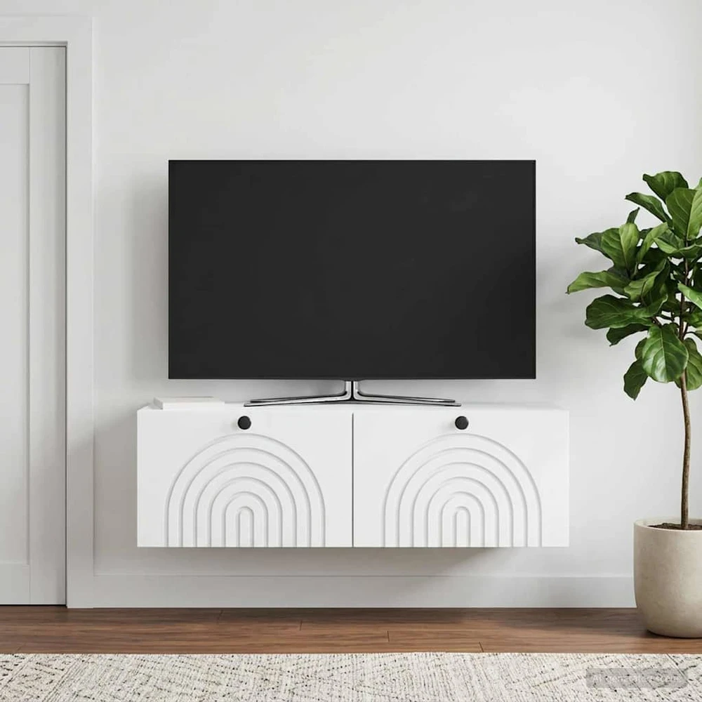 TV staliukas Sieninė TV spintelė Balta 98 x 31 x 30 cm Apdirbta mediena