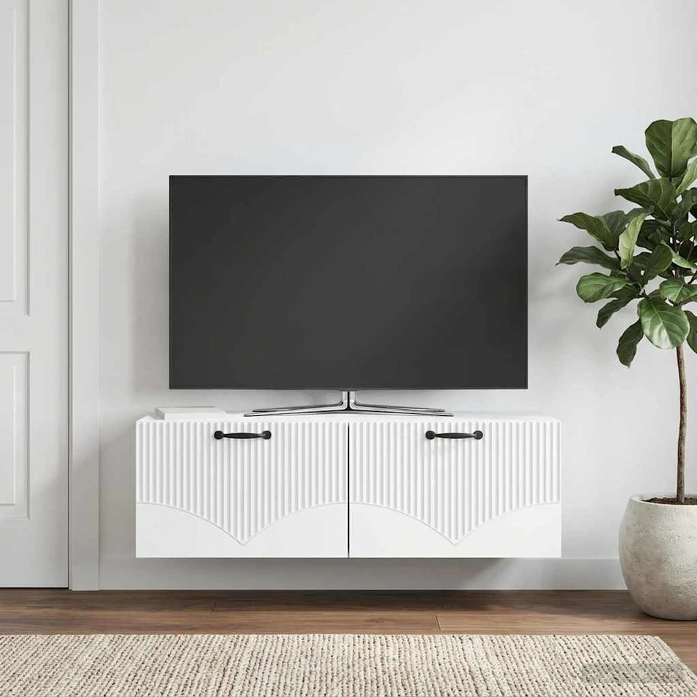 TV staliukas Sieninė TV spintelė Balta 98 x 31 x 30 cm Apdirbta mediena