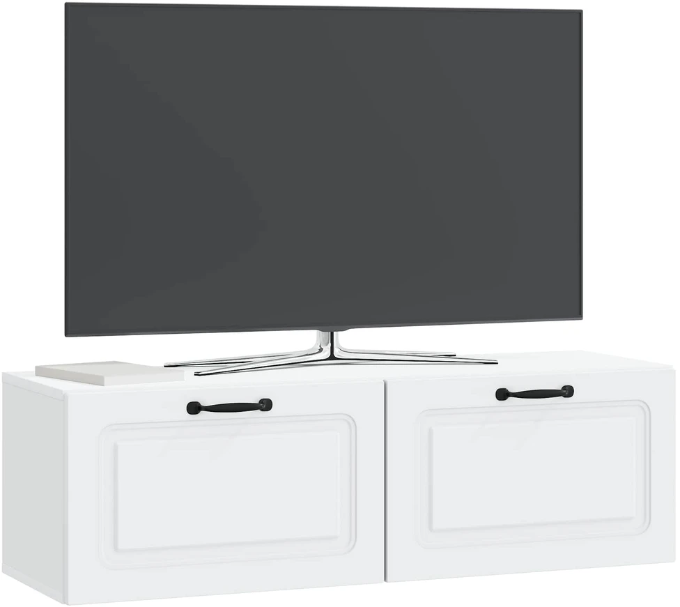 TV staliukas Sieninė TV spintelė Balta 98 x 31 x 30 cm Apdirbta mediena