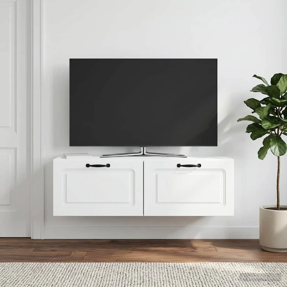 TV staliukas Sieninė TV spintelė Balta 98 x 31 x 30 cm Apdirbta mediena