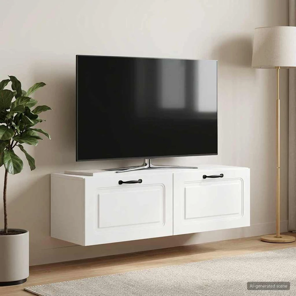 TV staliukas Sieninė TV spintelė Balta 98 x 31 x 30 cm Apdirbta mediena