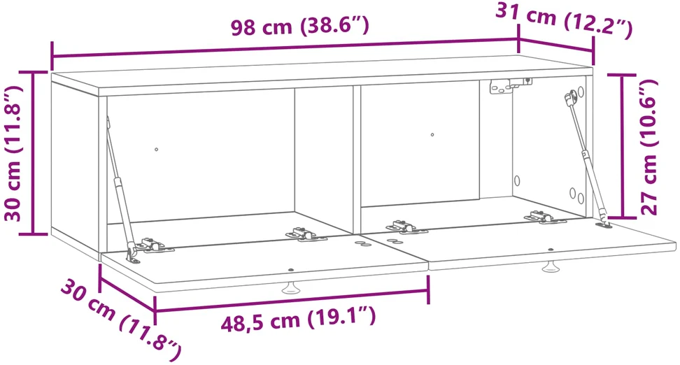 TV staliukas Sieninė TV spintelė Balta 98 x 31 x 30 cm Apdirbta mediena