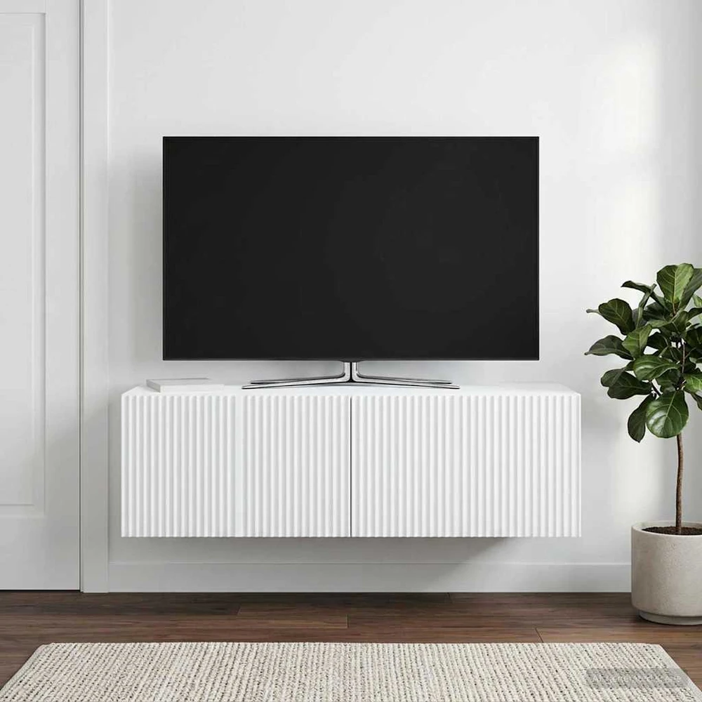 TV staliukas Sieninė TV spintelė Balta 98 x 31 x 30 cm Apdirbta mediena