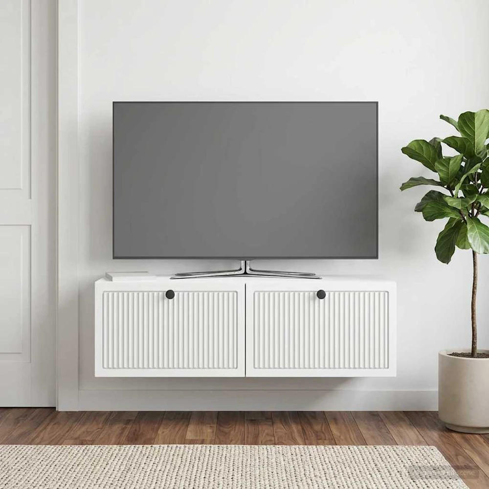 TV staliukas Sieninė TV spintelė Balta 98 x 31 x 30 cm Apdirbta mediena
