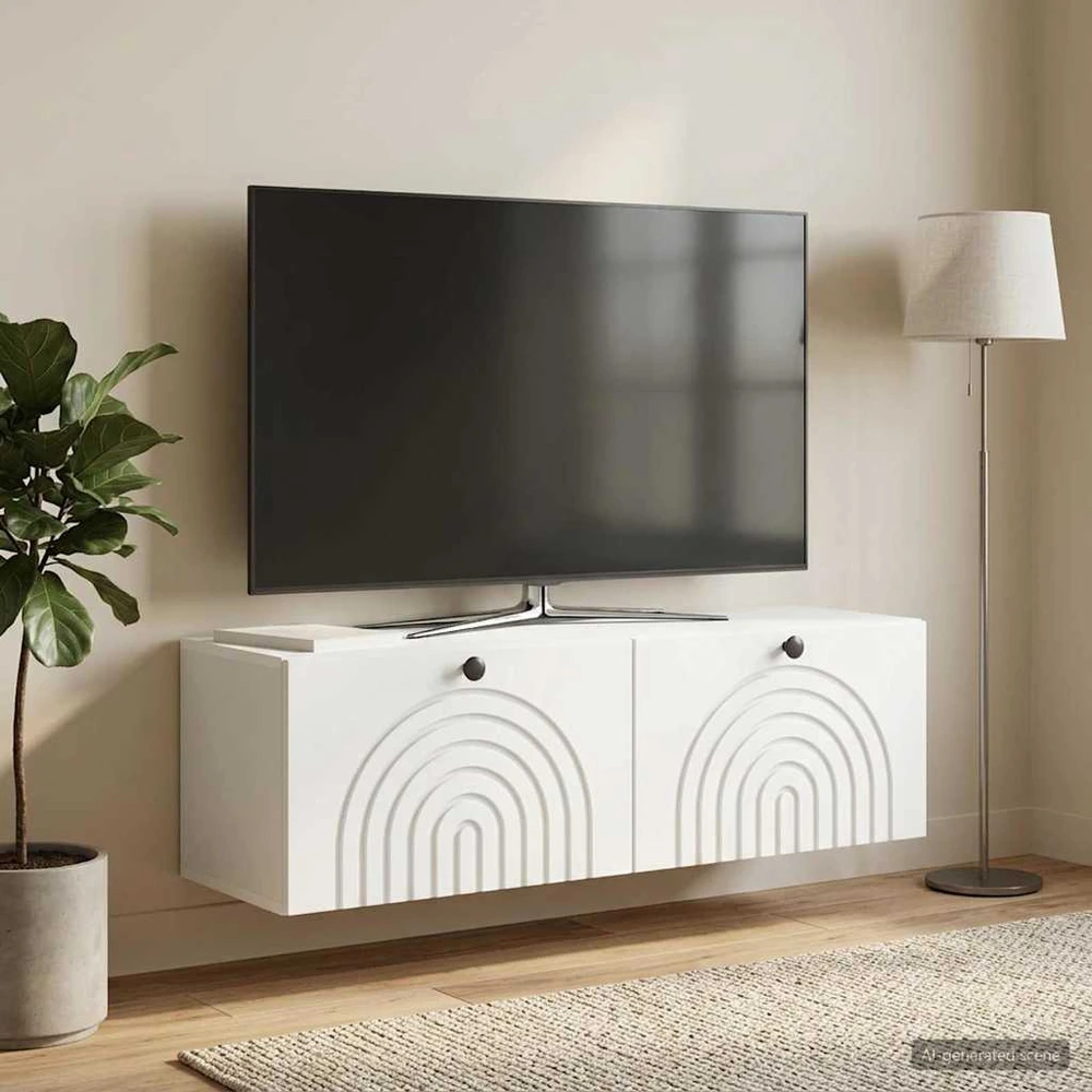 TV staliukas Sieninė TV spintelė Balta 98 x 31 x 30 cm Apdirbta mediena