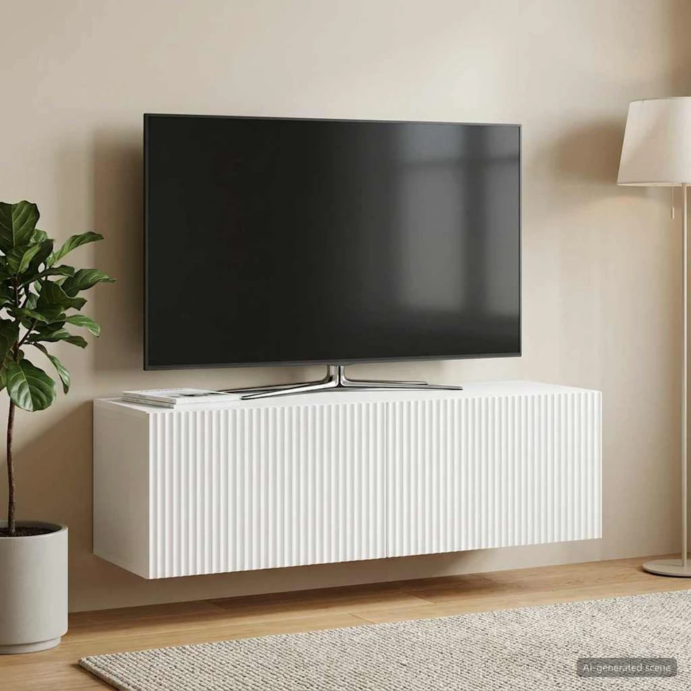TV staliukas Sieninė TV spintelė Balta 98 x 31 x 30 cm Apdirbta mediena