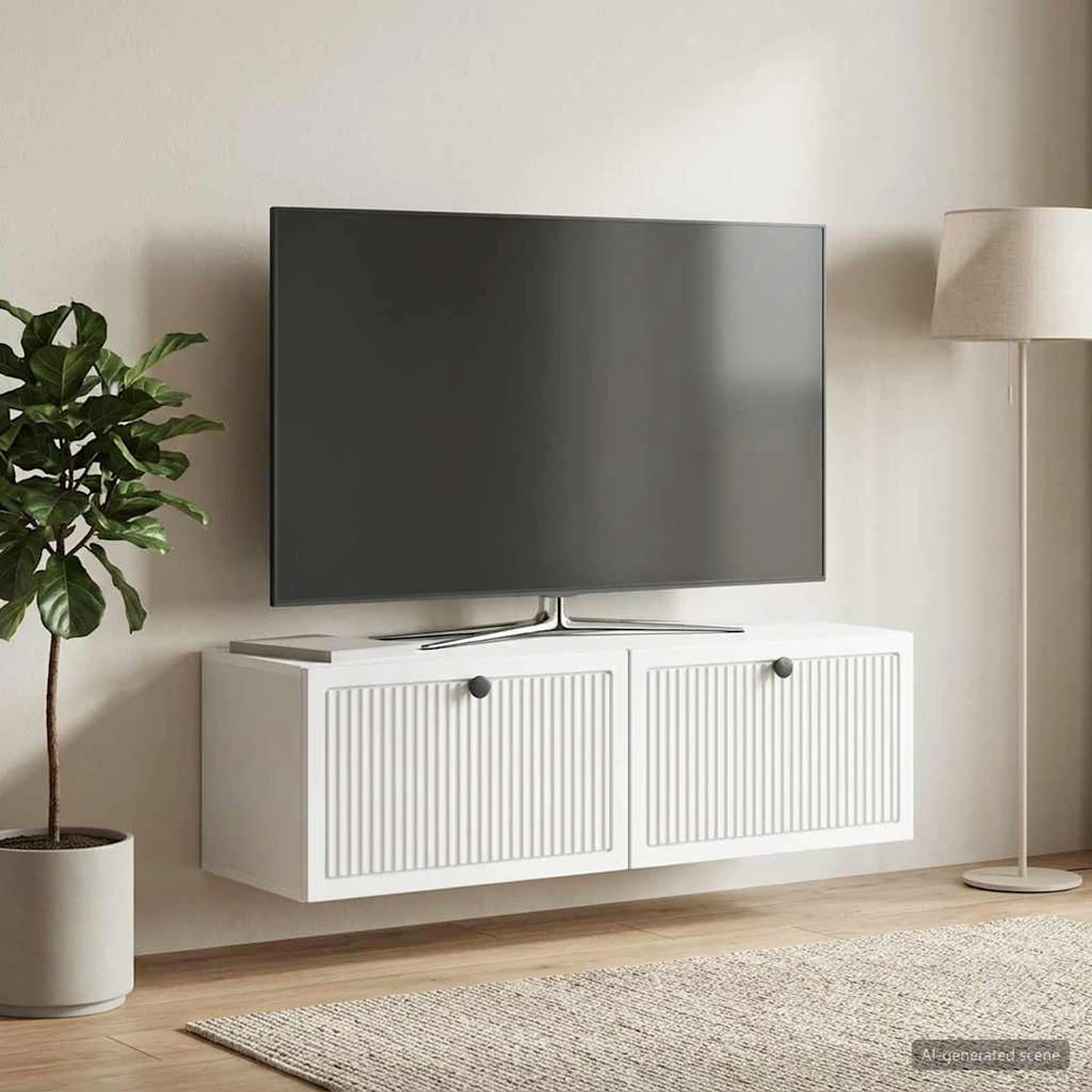 TV staliukas Sieninė TV spintelė Balta 98 x 31 x 30 cm Apdirbta mediena