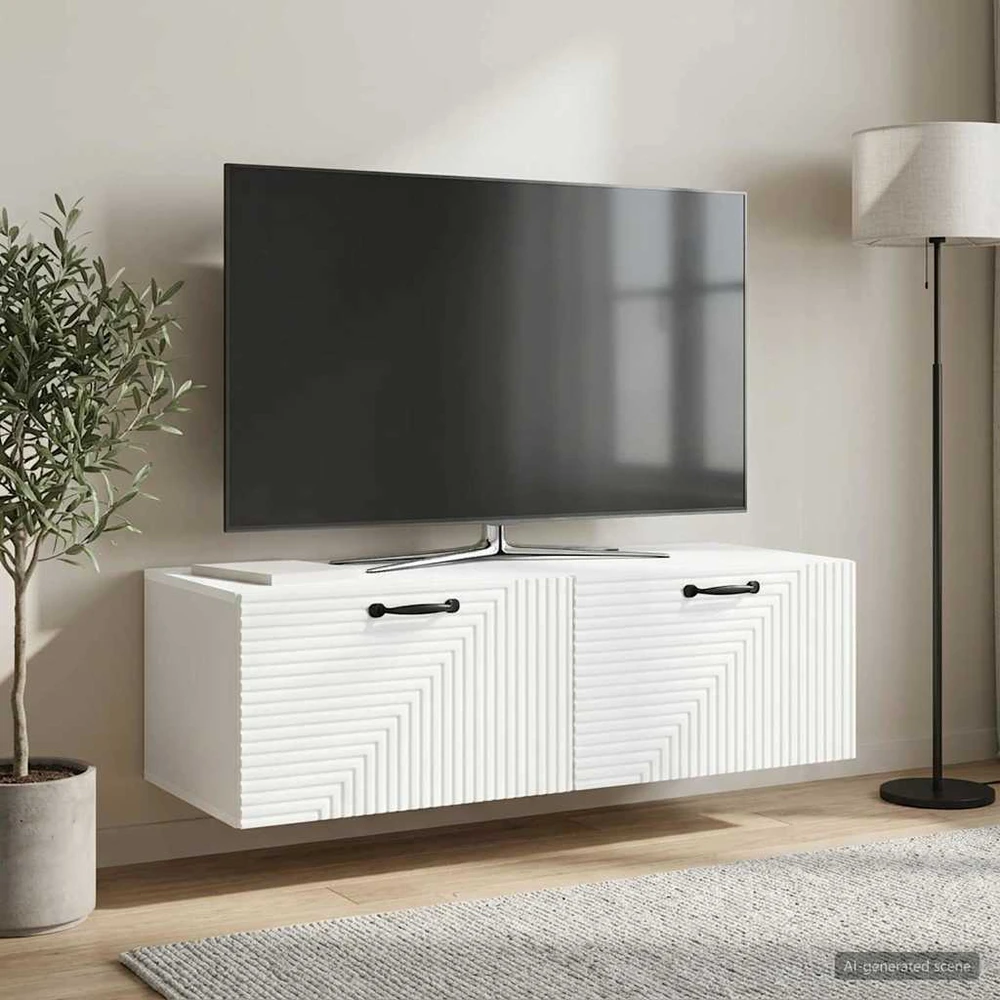 TV staliukas Sieninė TV spintelė Balta 98 x 41 x 30 cm Apdirbta mediena