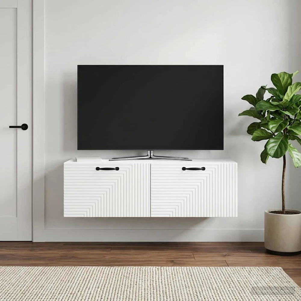 TV staliukas Sieninė TV spintelė Balta 98 x 41 x 30 cm Apdirbta mediena