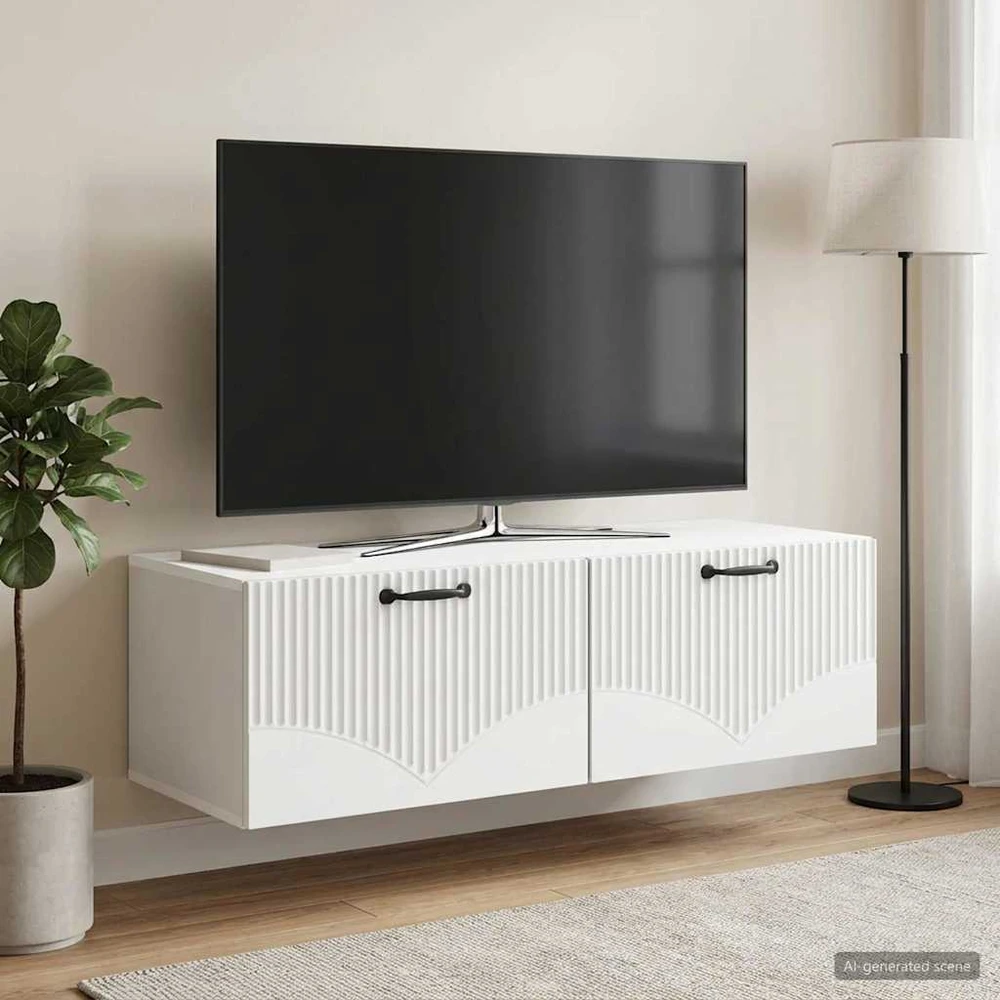 TV staliukas Sieninė TV spintelė Balta 98 x 41 x 30 cm Apdirbta mediena