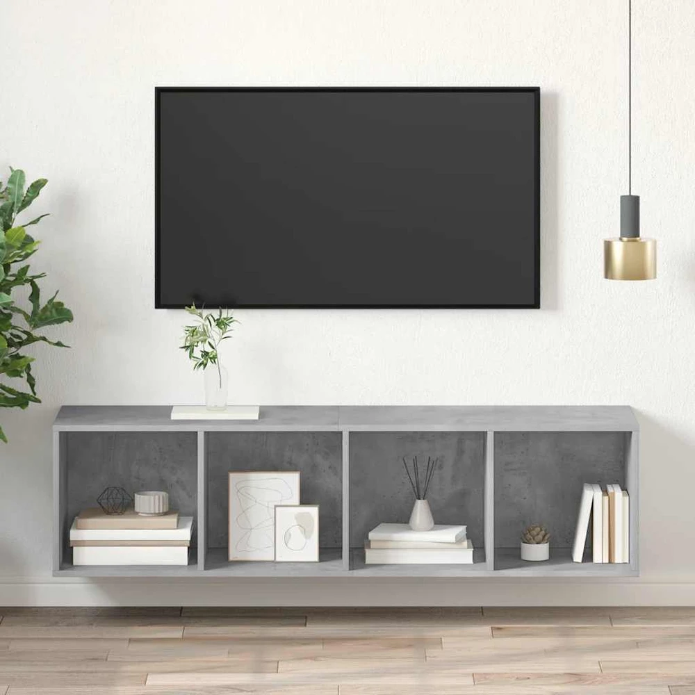 TV staliukas Prie sienos montuojama TV spintelė, pilka, 37x37x142,5cm, MDP