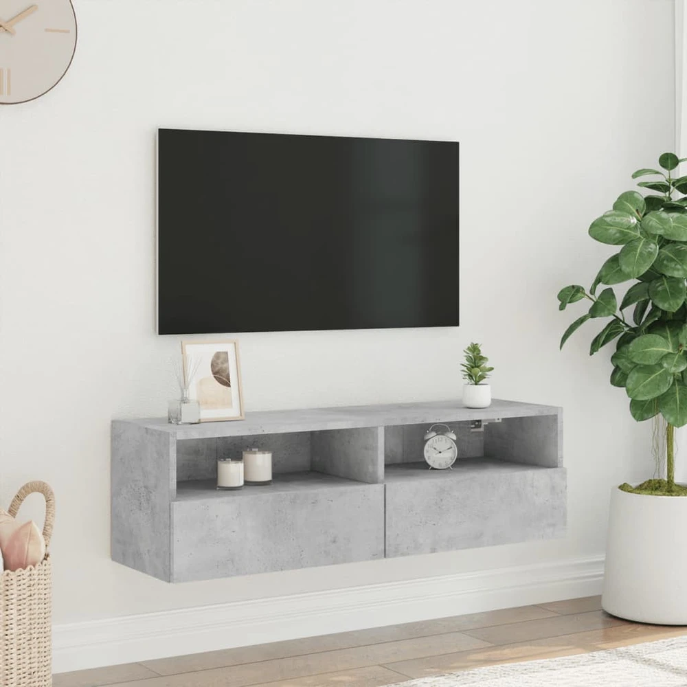 TV staliukas Sieninė TV spintelė, betono pilka, 100x30x30cm, mediena