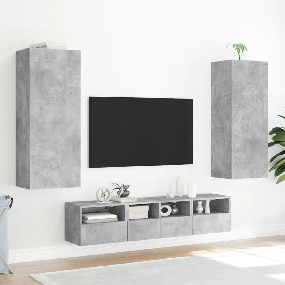 TV staliukas Sieninė TV spintelė, betono pilka, 40,5x30x102cm, mediena