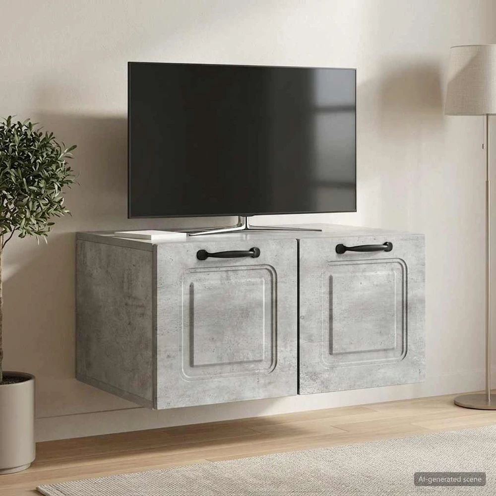 TV staliukas Sieninė TV spintelė Betono pilka 59,5 x 41 x 30 cm